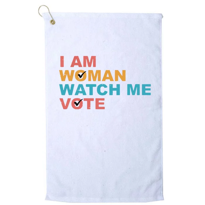 Vintage Retro I Am Woman Watch Me Vote For Women Platinum Collection Golf Towel