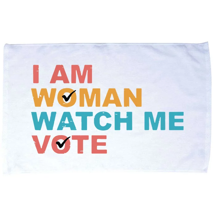 Vintage Retro I Am Woman Watch Me Vote For Women Microfiber Hand Towel