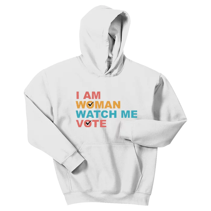 Vintage Retro I Am Woman Watch Me Vote For Women Kids Hoodie