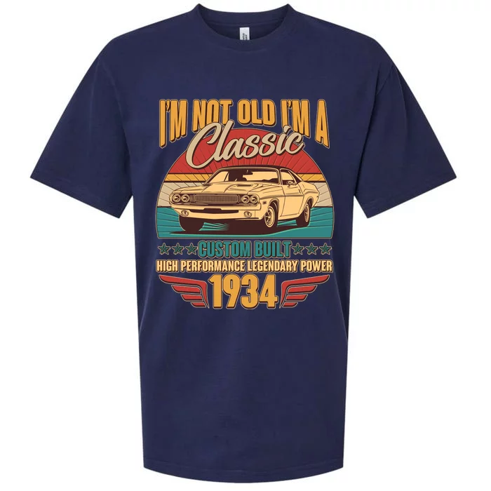 Vintage Retro Im Not Old Im A Classic 1934 90th Birthday Classic Car Lover Sueded Cloud Jersey T-Shirt