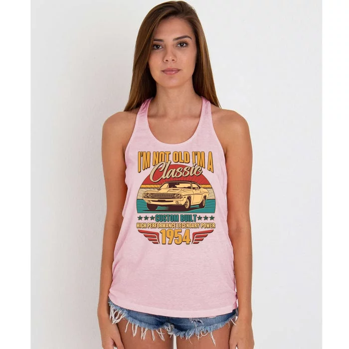 Vintage Retro Im Not Old Im A Classic 1954 70th Birthday Classic Car Lover Women's Knotted Racerback Tank