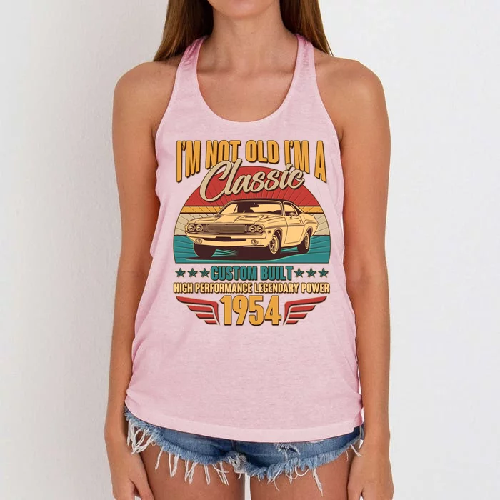 Vintage Retro Im Not Old Im A Classic 1954 70th Birthday Classic Car Lover Women's Knotted Racerback Tank