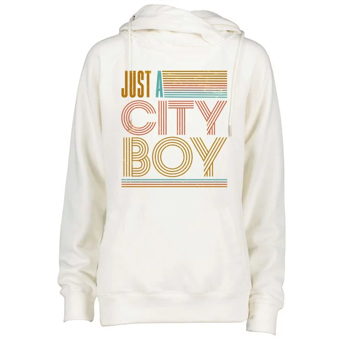 Vintage Retro Just A CityBoy Womens Funnel Neck Pullover Hood