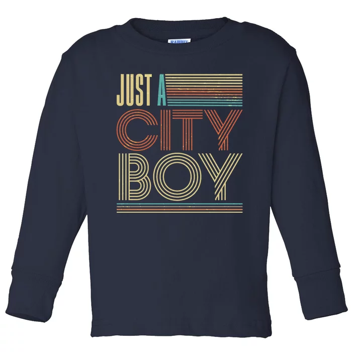 Vintage Retro Just A CityBoy Toddler Long Sleeve Shirt