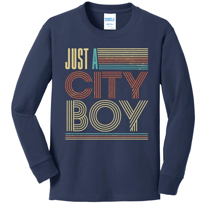 Vintage Retro Just A CityBoy Kids Long Sleeve Shirt