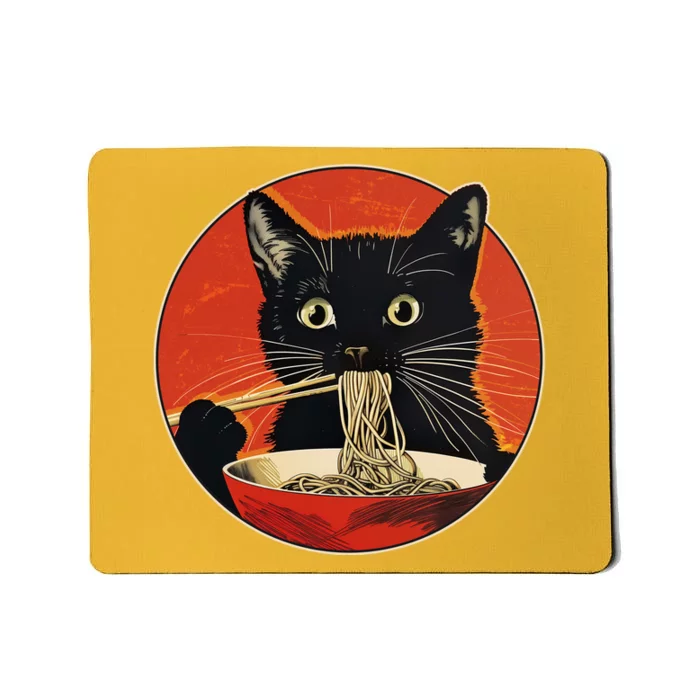 Vintage Retro Japanese Ramen Cat Neko Mousepad