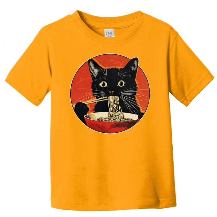 Vintage Retro Japanese Ramen Cat Neko Toddler T-Shirt