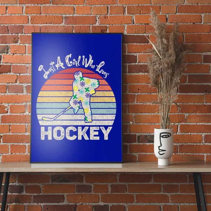 Vintage Retro Just A Who Loves Hockey Gift Poster