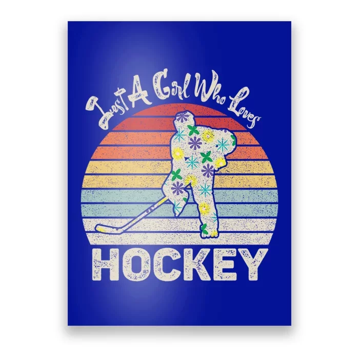 Vintage Retro Just A Who Loves Hockey Gift Poster