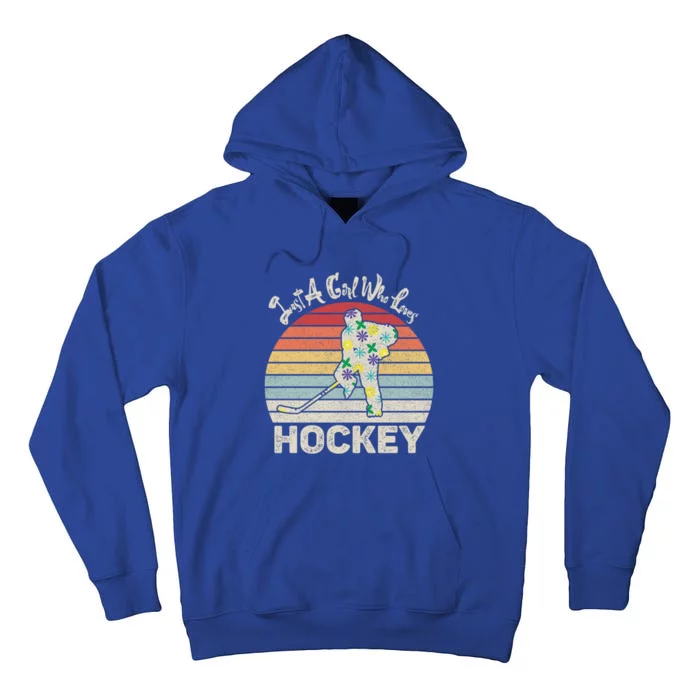 Vintage Retro Just A Who Loves Hockey Gift Tall Hoodie