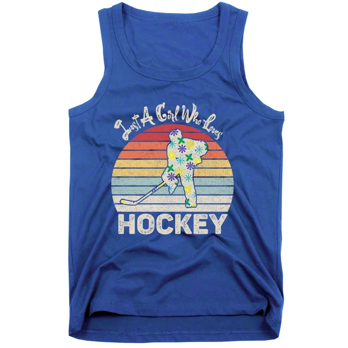 Vintage Retro Just A Who Loves Hockey Gift Tank Top