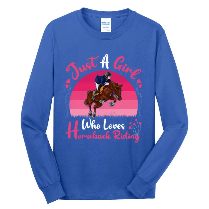 Vintage Retro Just A Who Loves Horseback Riding Gift Tall Long Sleeve T-Shirt