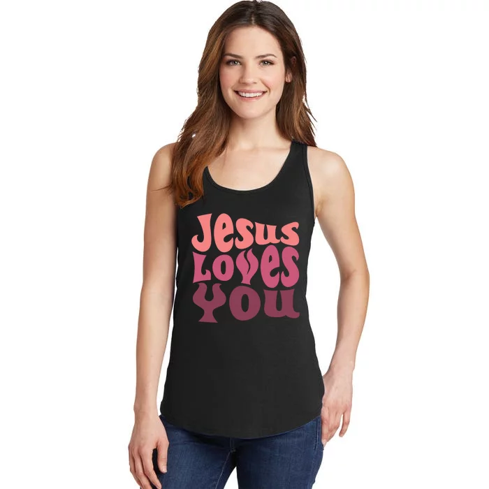 Vintage Retro Jesus Loves You Christian gift Ladies Essential Tank