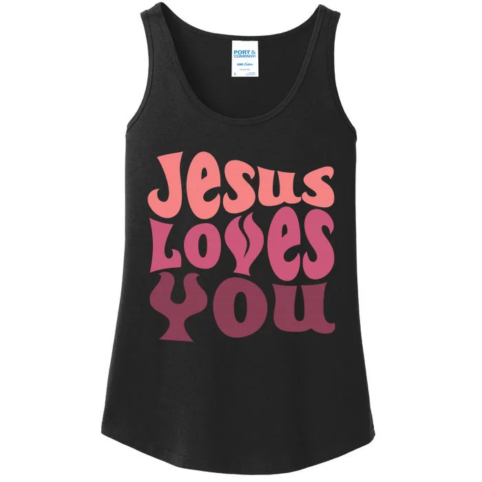 Vintage Retro Jesus Loves You Christian gift Ladies Essential Tank