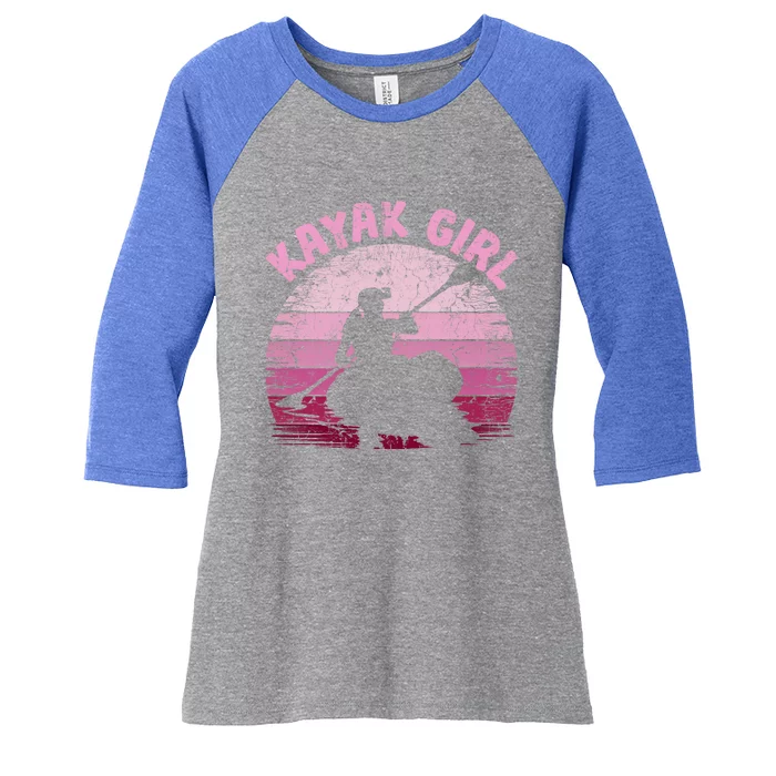 Vintage Retro Kayak Canoe Kayak Kayaking Great Gift Women's Tri-Blend 3/4-Sleeve Raglan Shirt