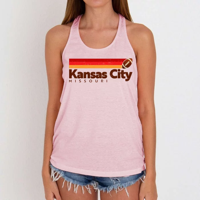 Vintage Retro Kansas City Missouri Football Women's Knotted Racerback Tank