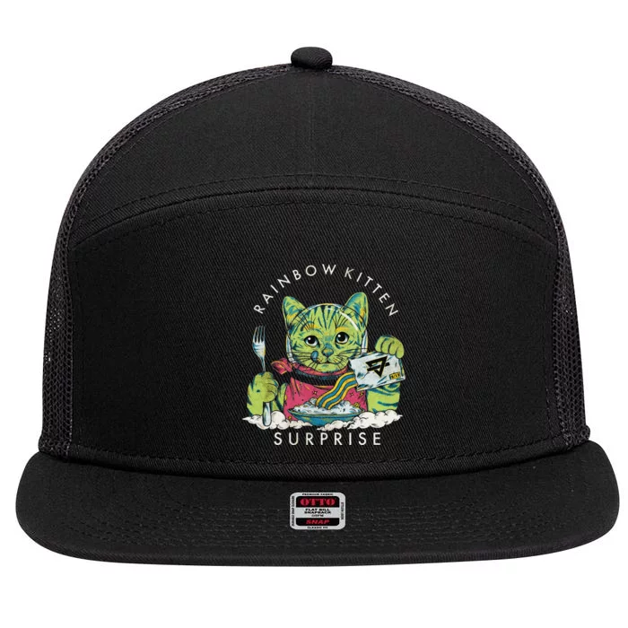 Vintage Rainbow Kitten Surprise 7 Panel Mesh Trucker Snapback Hat