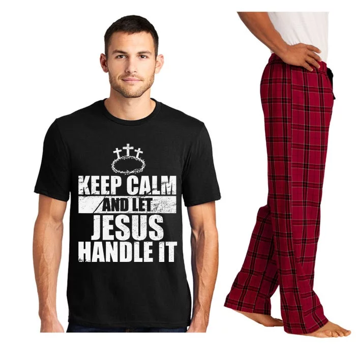 Vintage Retro Keep Calm And Let Jesus Handle it God Believer Pajama Set