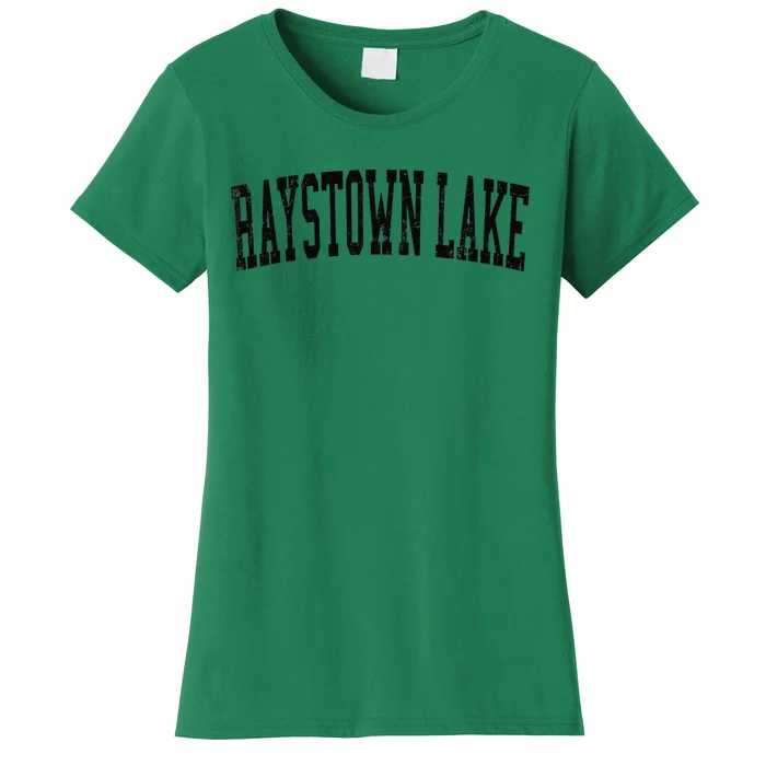 Vintage Raystown Lake Distressed Black Varsity Style Women's T-Shirt