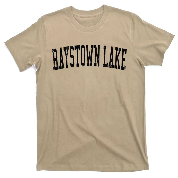 Vintage Raystown Lake Distressed Black Varsity Style T-Shirt