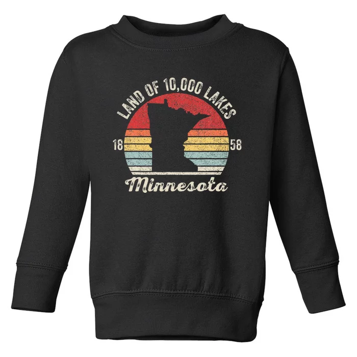 Vintage Retro Land Of 10000 Lakes 1858 Minnesota Toddler Sweatshirt