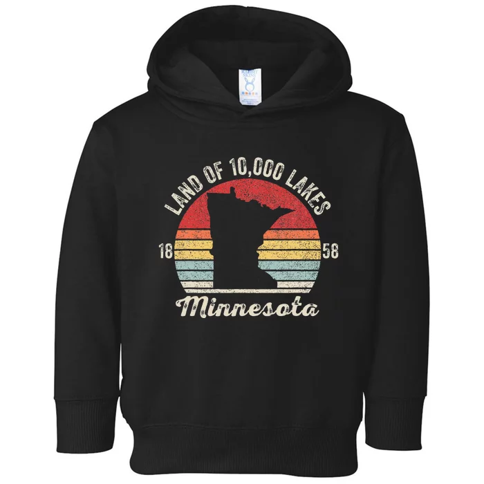 Vintage Retro Land Of 10000 Lakes 1858 Minnesota Toddler Hoodie