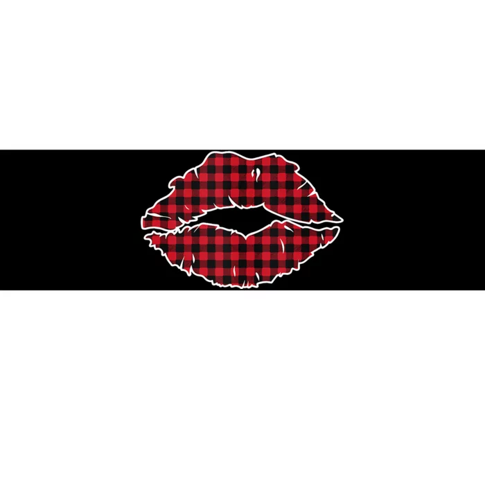 Valentine Red Lips Buffalo Plaid Clothes Gift Women Bumper Sticker