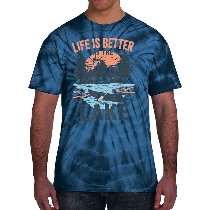 Vintage Retro Life Is Better At The Lake Lake Life Funny Tie-Dye T-Shirt