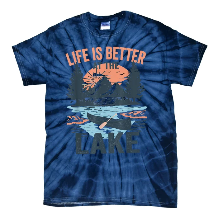 Vintage Retro Life Is Better At The Lake Lake Life Funny Tie-Dye T-Shirt