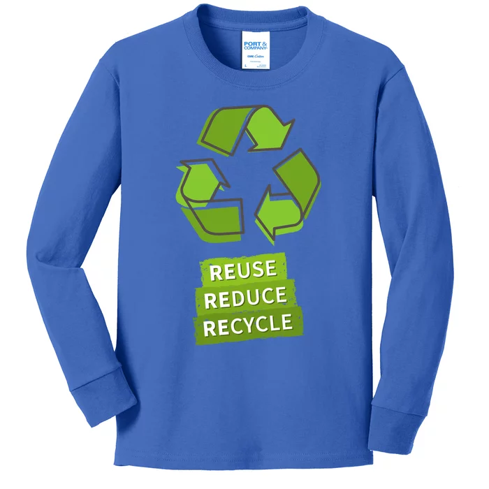 Vintage Recycle Logo Earth Day Nature Planet Conservation Gift Kids Long Sleeve Shirt