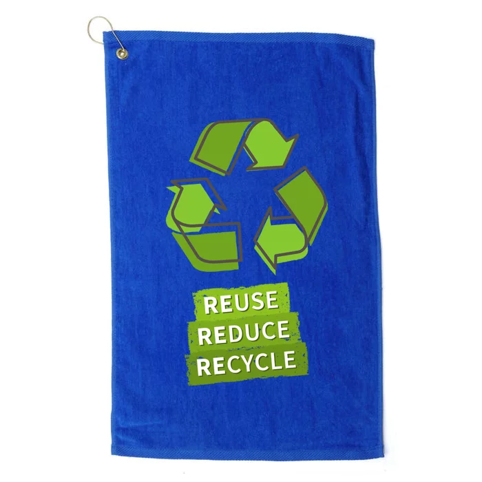 Vintage Recycle Logo Earth Day Nature Planet Conservation Gift Platinum Collection Golf Towel