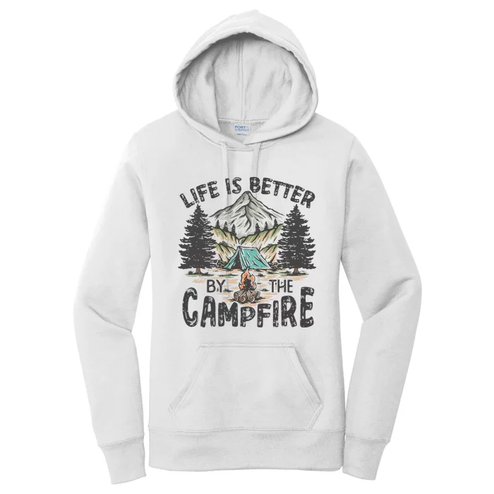 Vintage Retro Life Is Better Around The Campfire Camping Women's Pullover Hoodie