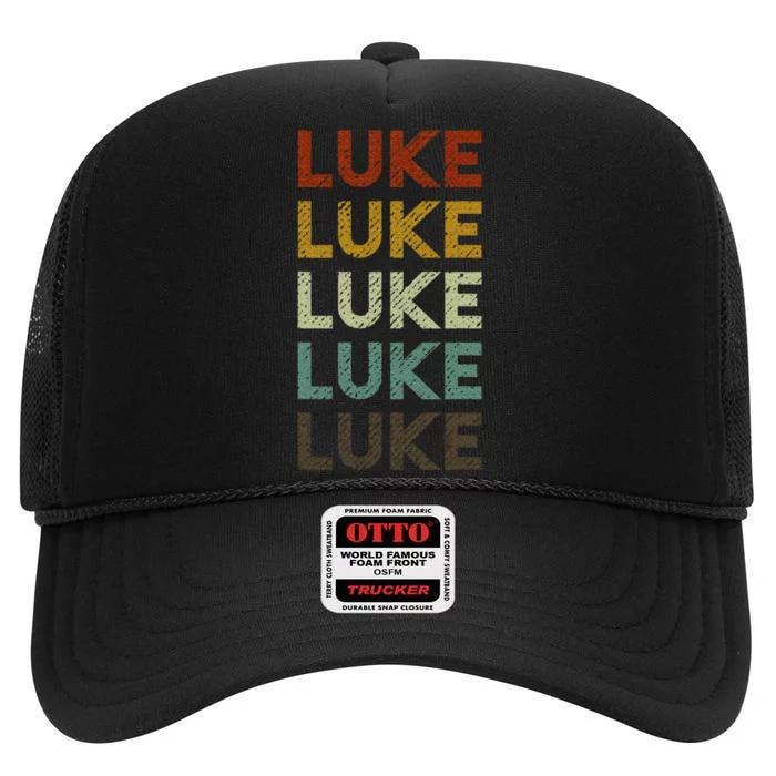 Vintage Retro Luke First Name High Crown Mesh Trucker Hat