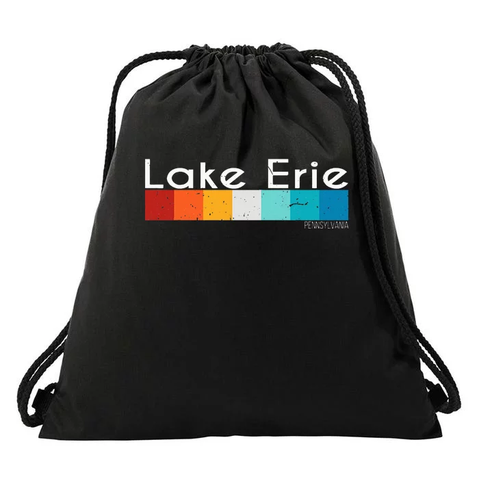 Vintage Retro Lake Erie Pennsylvania Souvenirs Drawstring Bag