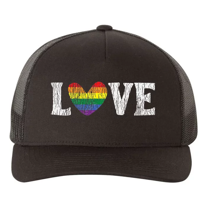 Vintage Rainbow Love Proud Family Matching Gay Lesbian LGBTQ Yupoong Adult 5-Panel Trucker Hat