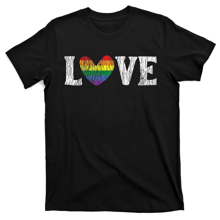 Vintage Rainbow Love Proud Family Matching Gay Lesbian LGBTQ T-Shirt