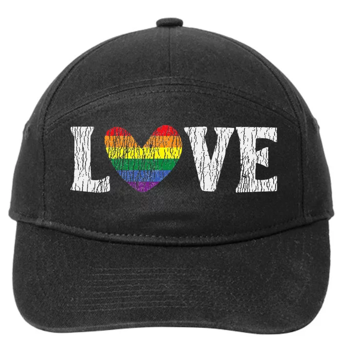 Vintage Rainbow Love Proud Family Matching Gay Lesbian LGBTQ 7-Panel Snapback Hat