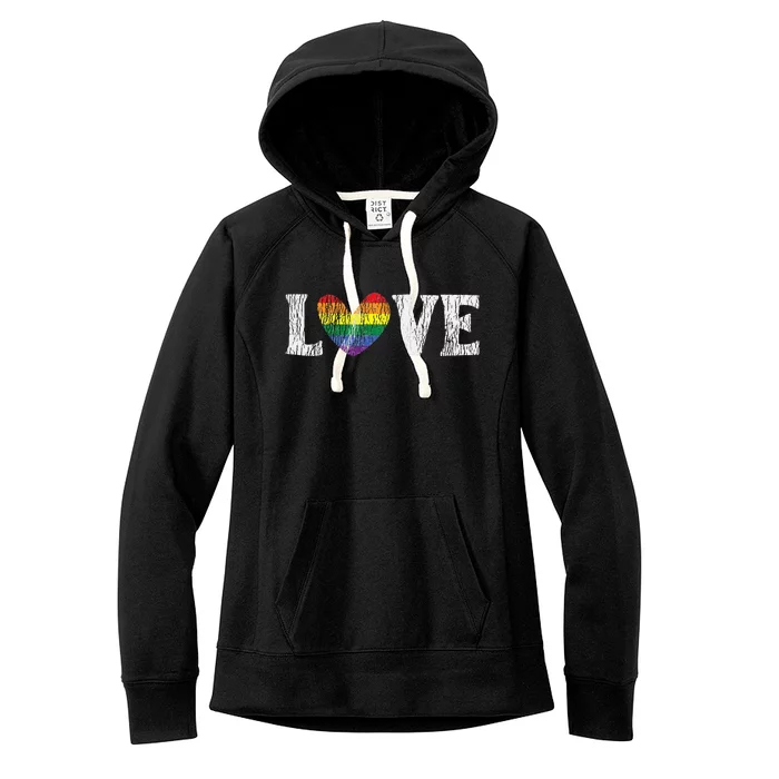 Vintage Rainbow Love Proud Family Matching Gay Lesbian LGBTQ Women's Fleece Hoodie