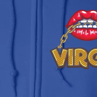 Virgo Red Lips Gold Chain Horoscope Zodiac Gift Full Zip Hoodie