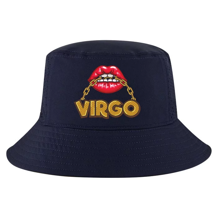 Virgo Red Lips Gold Chain Horoscope Zodiac Gift Cool Comfort Performance Bucket Hat