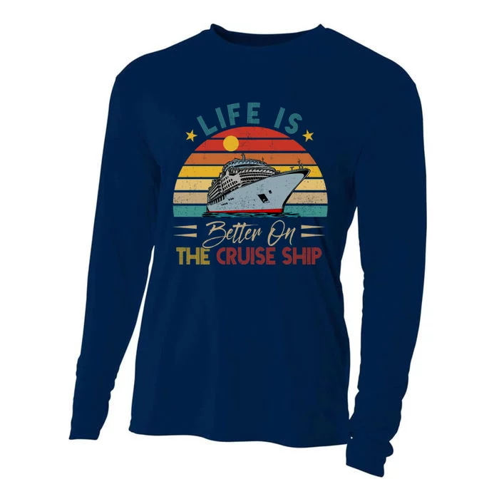 Vintage Retro Life Is Funny Better On The Cruise Ship Cooling Performance Long Sleeve Crew