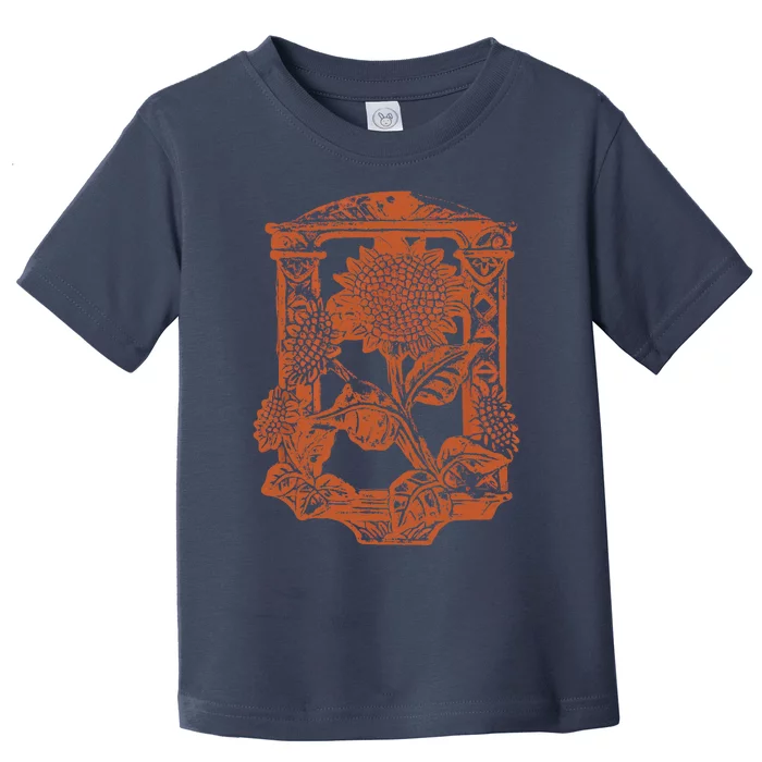 Vintage Retro Litho StyleArt Deco Orange Sunflower Toddler T-Shirt