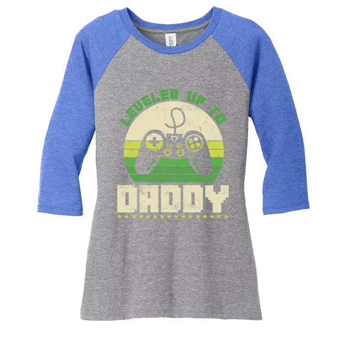 Vintage Retro Leveled Up To Daddy Cool Gift Women's Tri-Blend 3/4-Sleeve Raglan Shirt