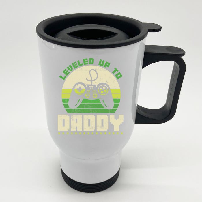 Vintage Retro Leveled Up To Daddy Cool Gift Front & Back Stainless Steel Travel Mug