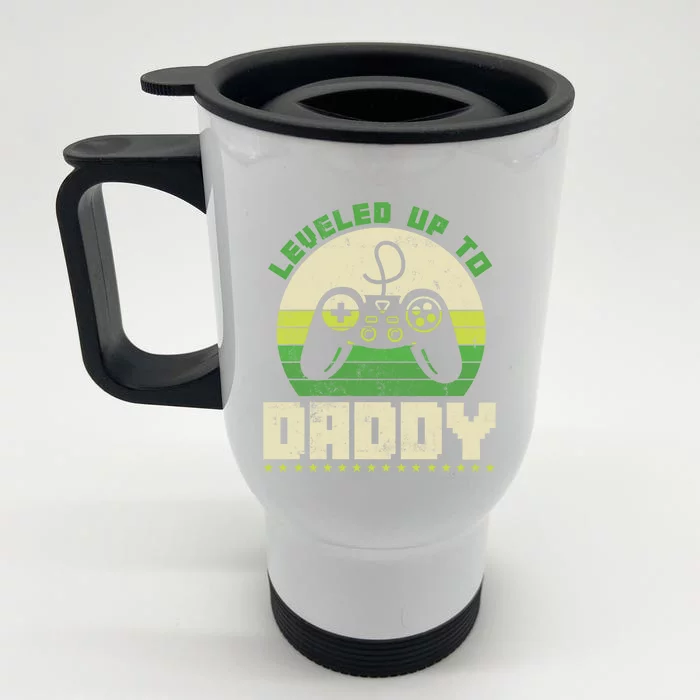 Vintage Retro Leveled Up To Daddy Cool Gift Front & Back Stainless Steel Travel Mug