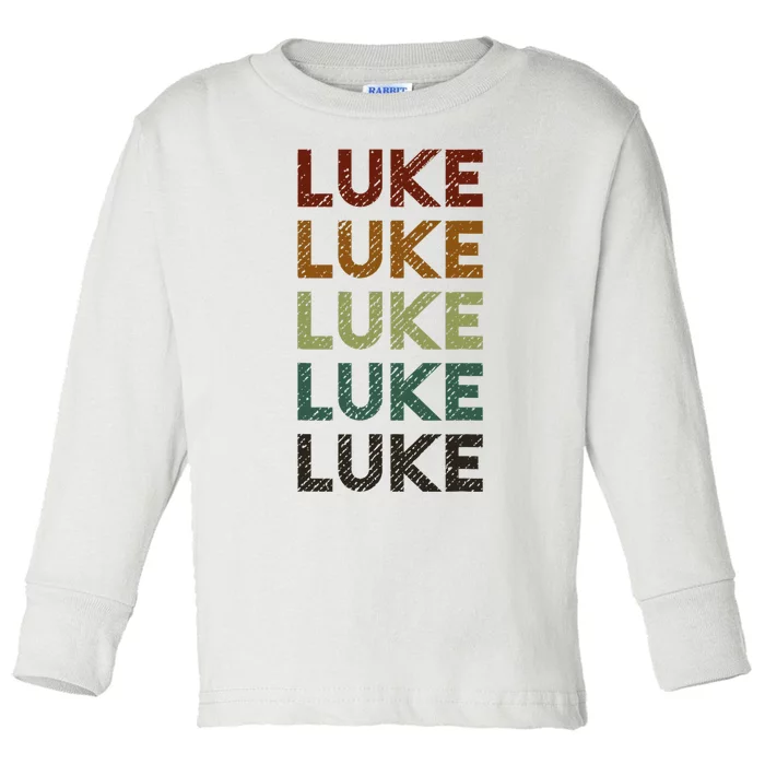 Vintage Retro Luke First Name Toddler Long Sleeve Shirt