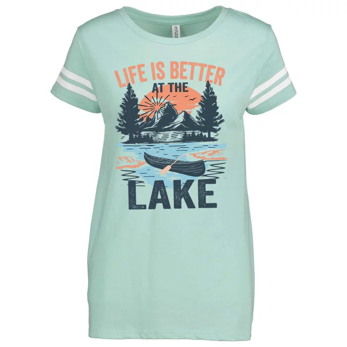 Vintage Retro Life Is Better At The Lake Lake Life Funny Enza Ladies Jersey Football T-Shirt