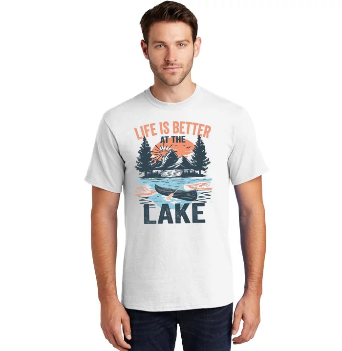 Vintage Retro Life Is Better At The Lake Lake Life Funny Tall T-Shirt