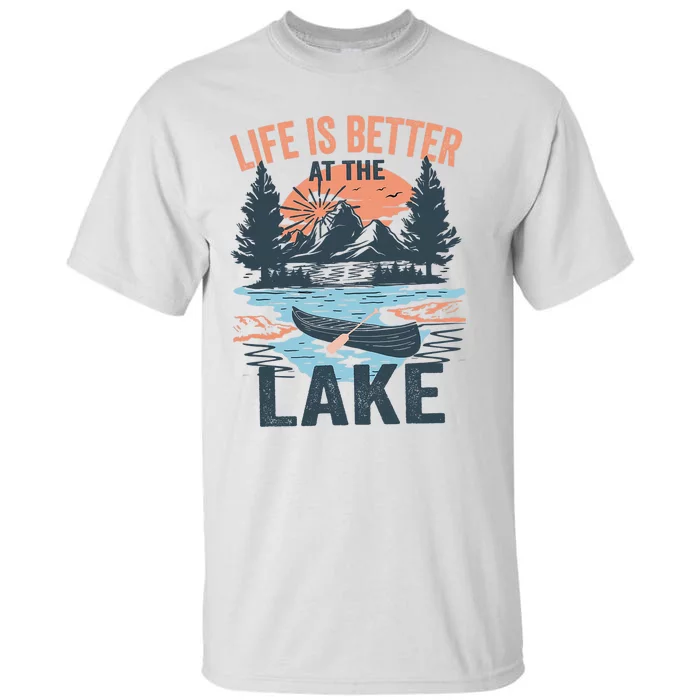 Vintage Retro Life Is Better At The Lake Lake Life Funny Tall T-Shirt