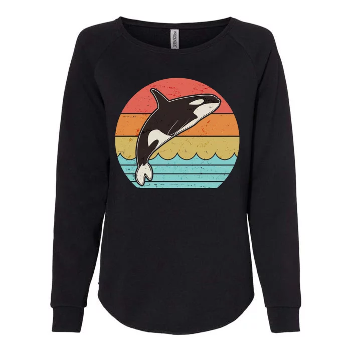 Vintage Retro Leaping Ocra Killer Whale Womens California Wash Sweatshirt